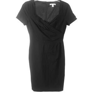 Banana Republic Wool Women’s Sz 8 Black Sheath Dress Lined Cocktail Classic Chic
